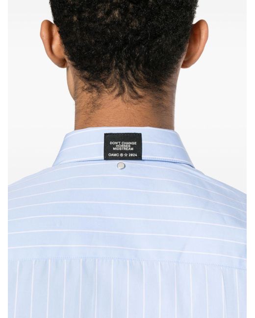 OAMC Blue Homer Striped Cotton Shirt for men