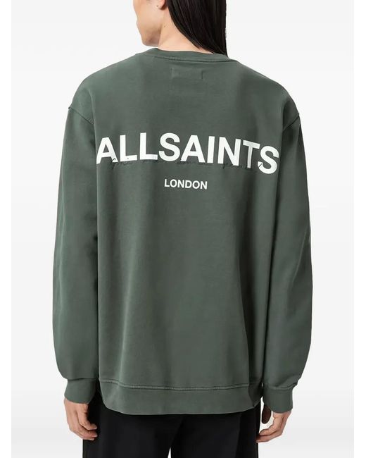 AllSaints Green Halcyon Logo Crew-Neck Sweatshirt for men