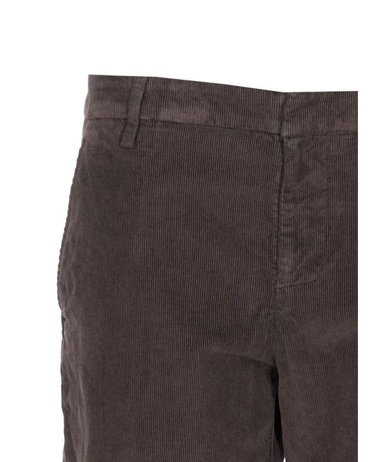 Dondup Gray Corduroy Tapered Trousers for men