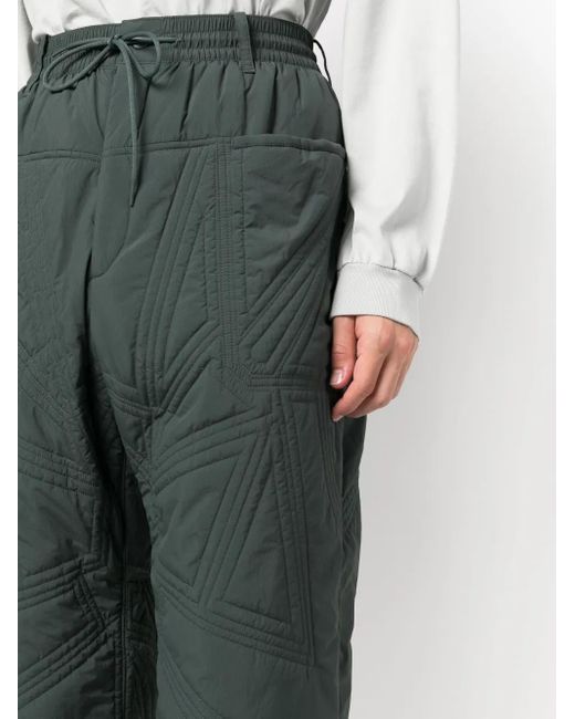Y-3 Gray Quilted Drawstring-Waist Trousers for men