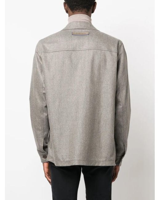 Jacob Cohen Gray Long-Sleeve Wool Shirt Jacket for men