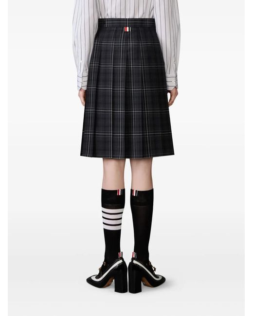 Thom Browne Blue Minijupe Plissée À Carreaux