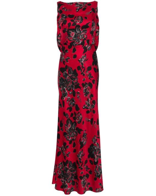 Emilia Wickstead Nefeli Maxi-jurk Met Bloemenprint in het Red