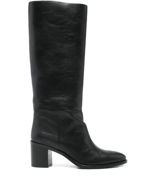 P.A.R.O.S.H. Black Knee-High Block-Heel Boots