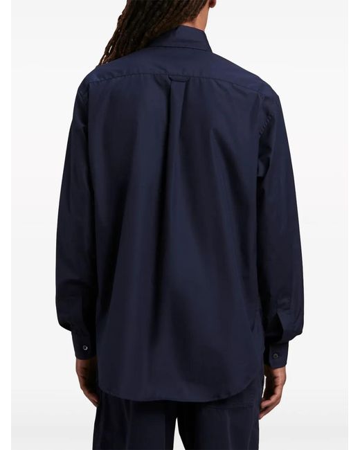 Palm Angels Blue Logo Embroidery Shirt for men