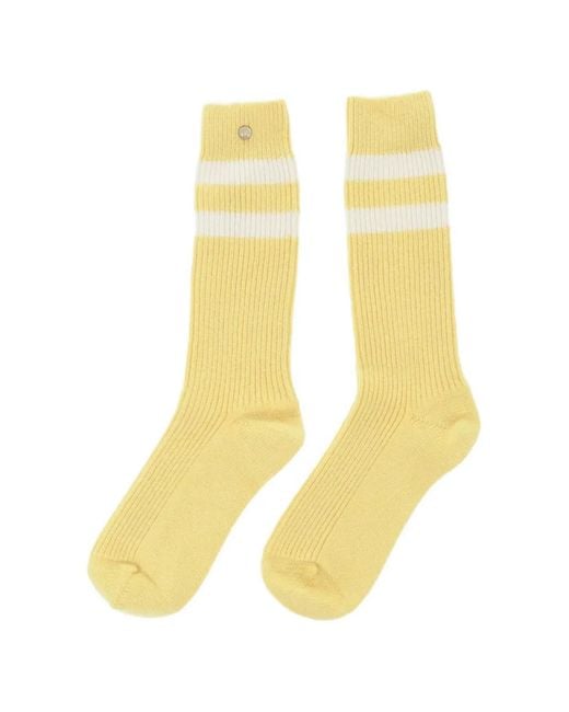 God's True Cashmere Yellow Striped Ribbed-Knit Socks