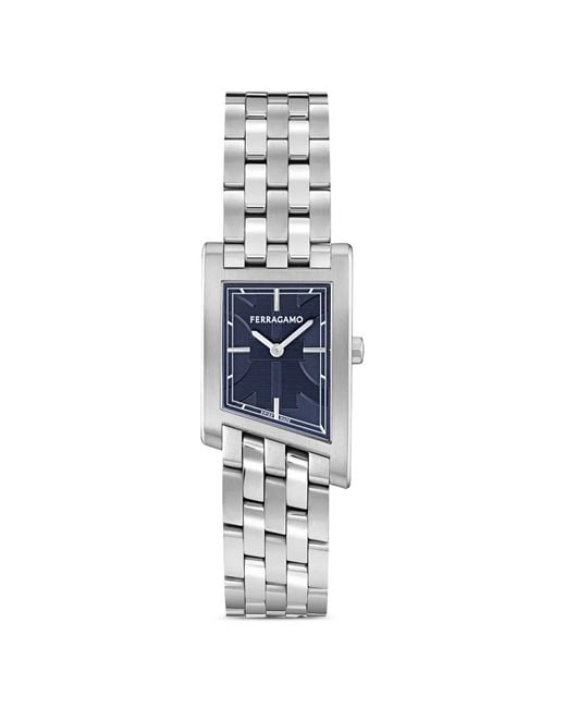 Ferragamo Blue Asymetrique Silver Bracelet Watch 39mm X 24mm for men