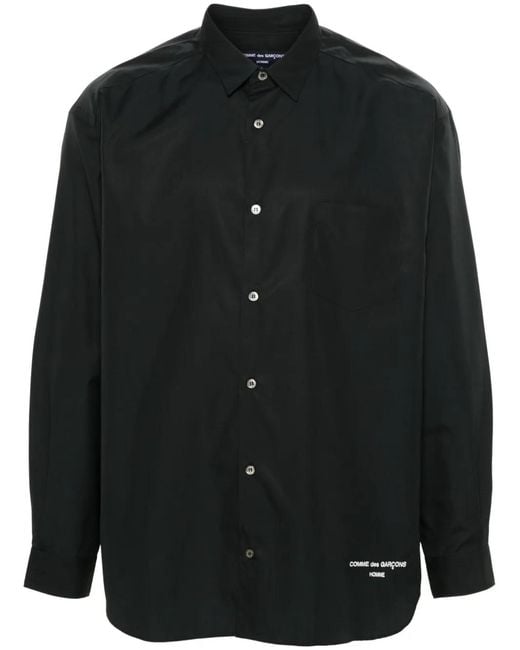 Comme des Garçons Black Embroidered-Logo Cotton Shirt for men