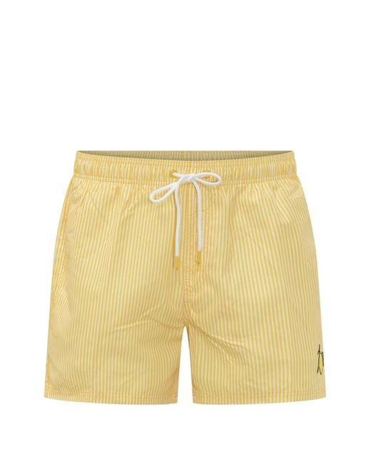 Sundek Yellow Striped Drawstring Swim Shorts for men