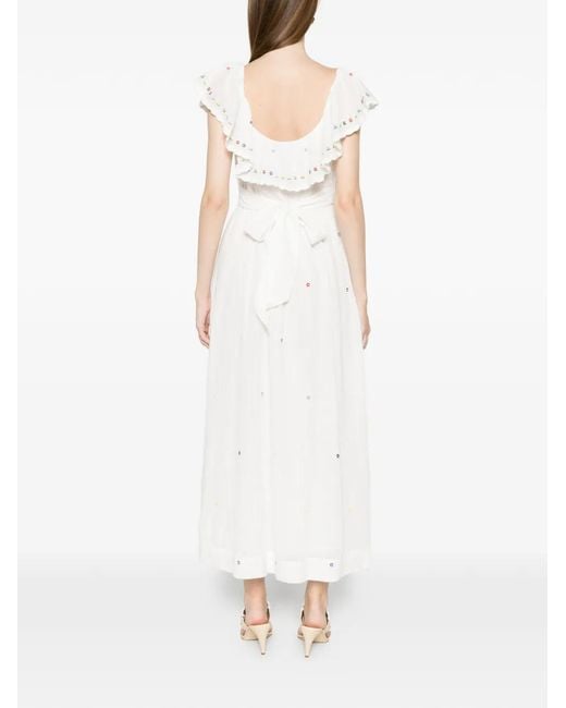 RIXO London Ebony Ruffled Embroidered Midi Dress in White | Lyst Canada RIXO London Ebony Ruffled Embroidered Midi Dress in White | Lyst Canada