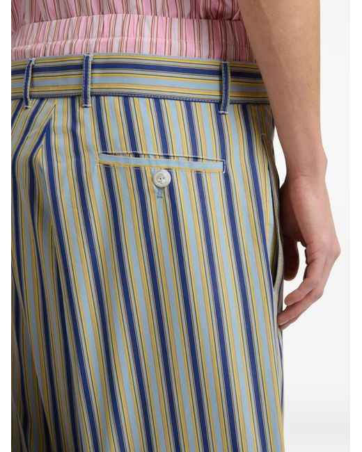 Marni Gray Striped Poplin Trousers With Trompe-L'Œil Effect for men