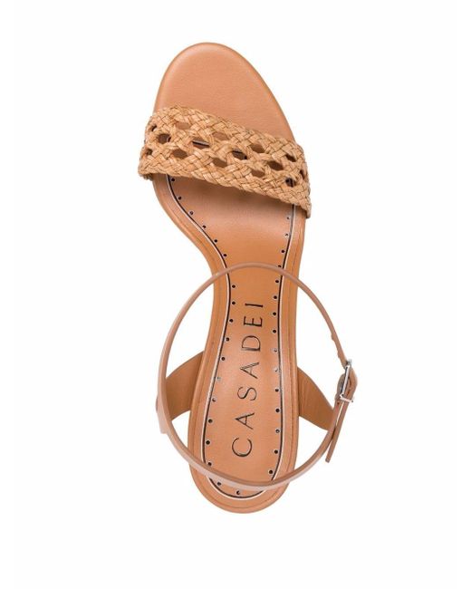Casadei Leather Versilia Mid-heel Sandals in Brown - Lyst