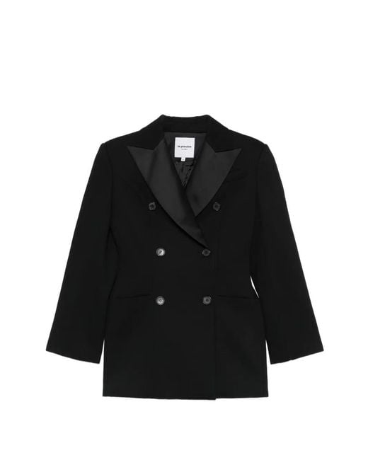 LA PISCINE Black Double-Breasted Sculpted Blazer