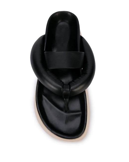 Jil Sander Leather Platform Sandals in Black | Lyst