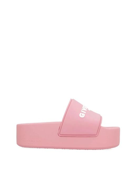 Givenchy Pink Logo Platform Slides