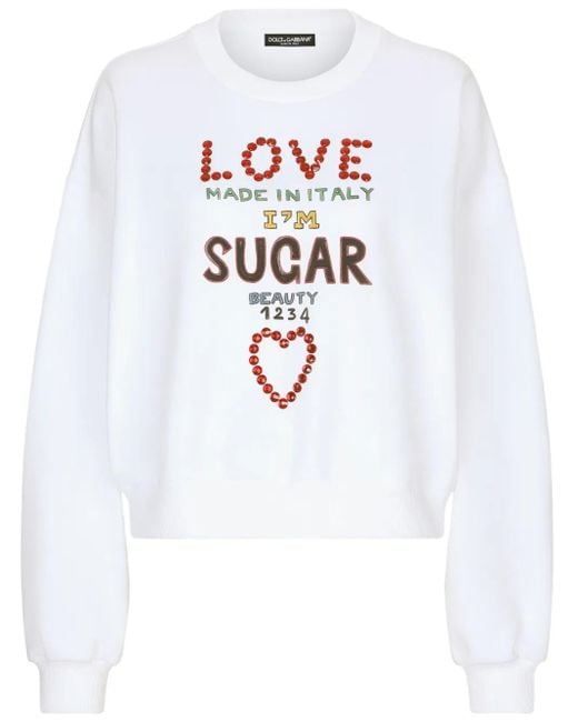 Felpa Con Decorazione di Dolce & Gabbana in White
