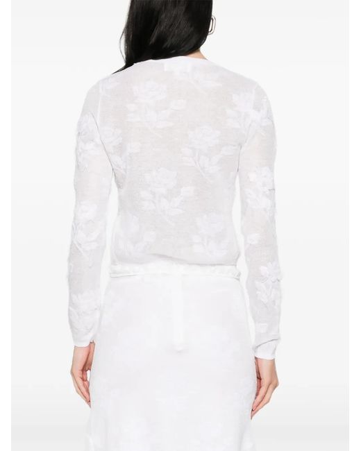 ShuShu/Tong White Threadwork Bow Cardigan