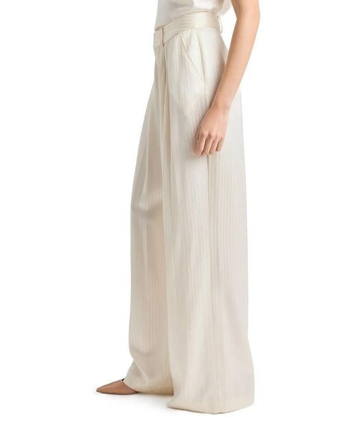 Cinq À Sept White Georgia Satin Stripe Trousers