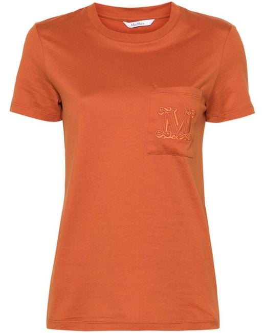T-shirt en coton à logo brodé Max Mara en coloris Orange