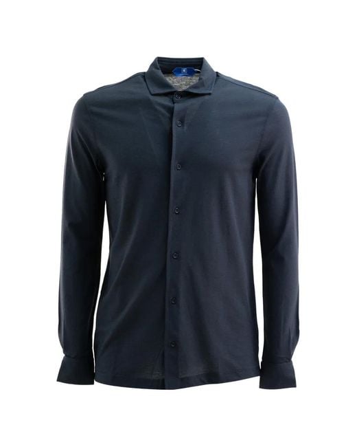 KIRED Blue Polo Boutonné À Poche Poitrine for men
