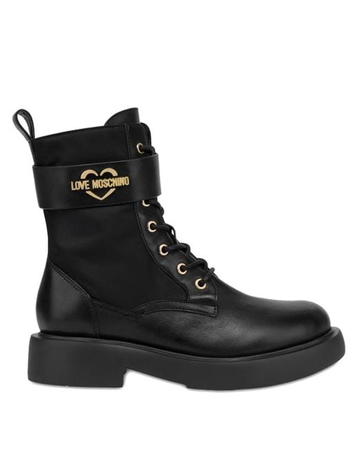 Love Moschino Black Lace-Up Boots