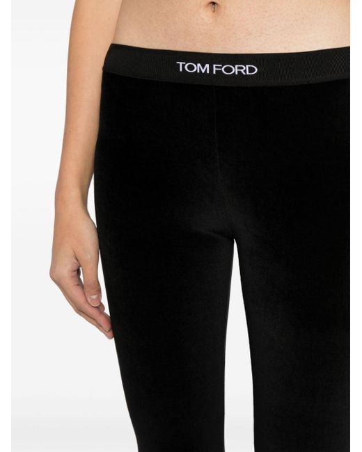 Tom Ford Black Leggings mit Logo-Bund