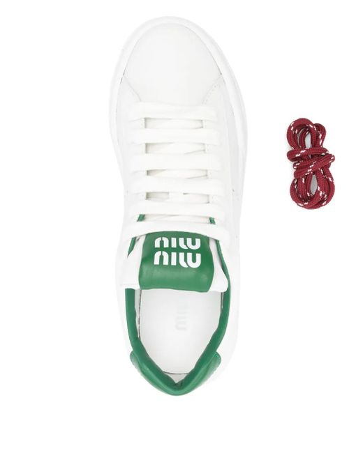 Baskets En Cuir À Logo Embossé Miu Miu en coloris Multicolor