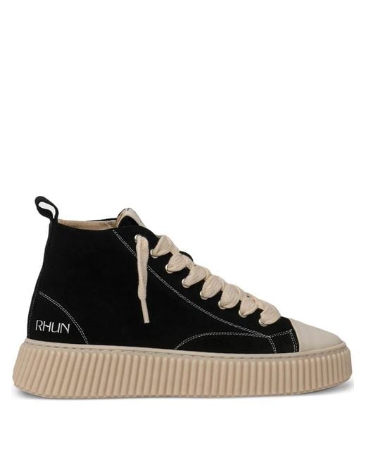 Rhun Black High-Top Fluted-Sole Sneakers for men