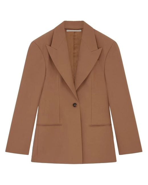 Stella McCartney Brown Moulded Wool Single-Breasted Blazer