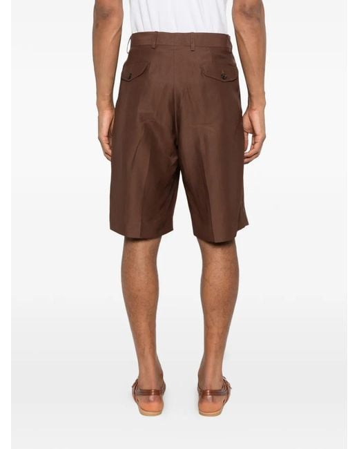 Laneus Brown Pleated Shorts for men