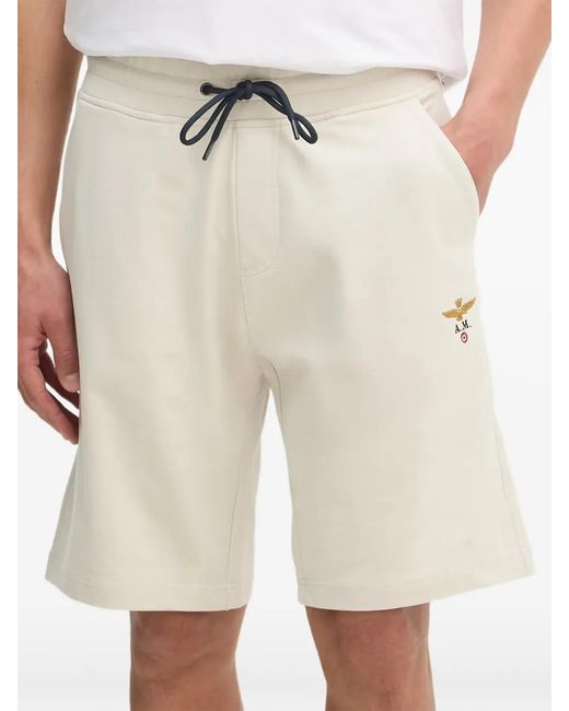 Aeronautica Militare Natural Logo-Embroidered Drawstring Shorts for men