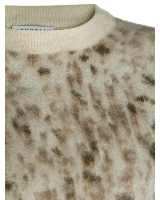 Brunello Cucinelli White Leopard-Print Mohair-Blend Sweater