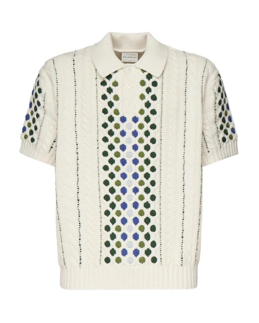 Drole de Monsieur Kabelgebreide Trui Met Polokraag En Stippen in het White voor heren