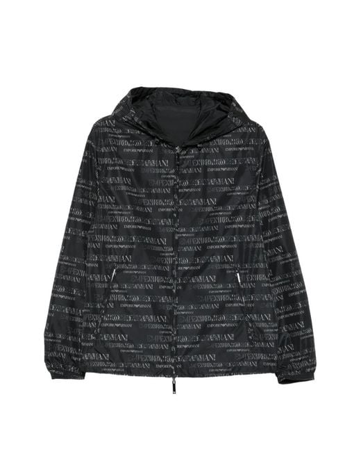 Emporio Armani Black Veste Réversible À Motif De Logo for men
