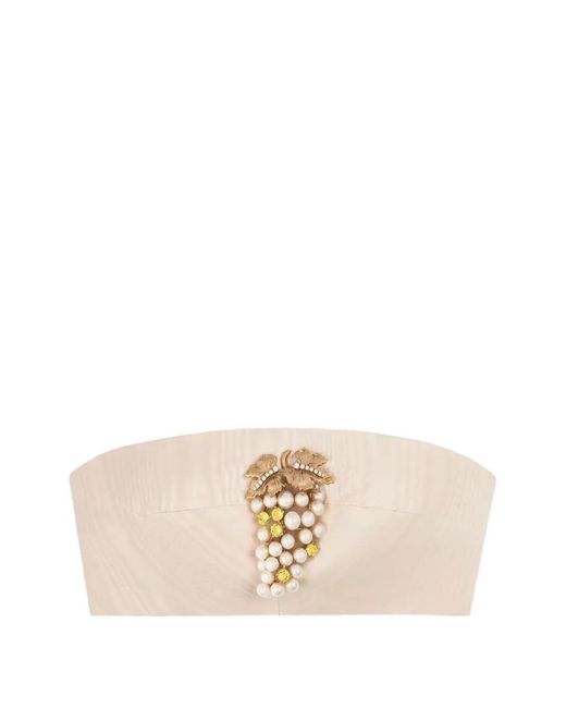 Roberto Cavalli Natural Grape-Brooch Strapless Top