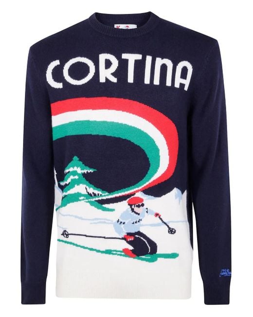 Mc2 Saint Barth Blue Heron Graphic Crew-Neck Sweater for men