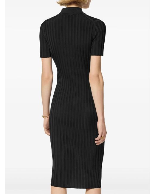 Robe-Chemise Mi-Longue En Maille Versace en coloris Black