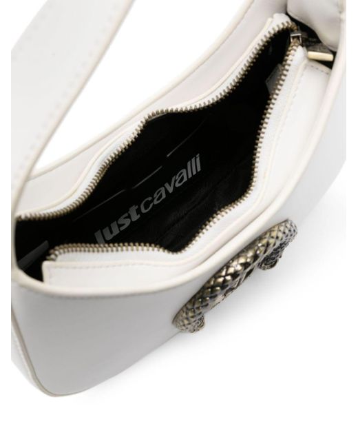 Just Cavalli White Metallic-snake Detail Faux-leather Crossbody Bag