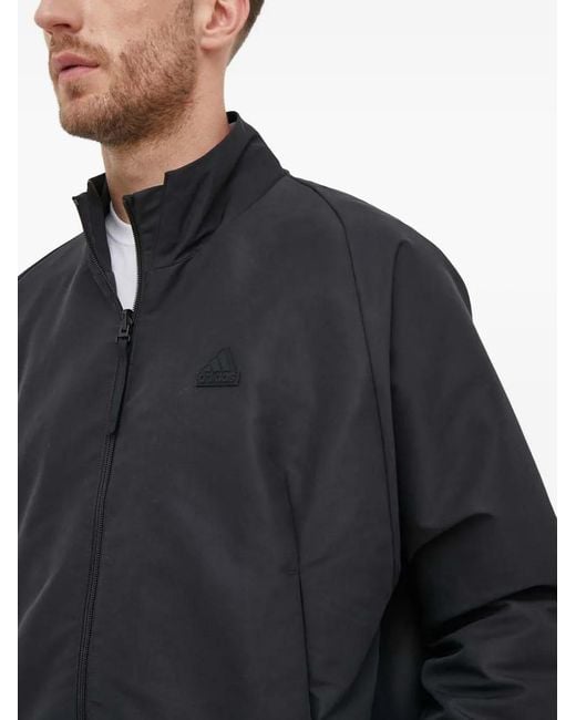 Adidas Black Logo-Plaque Zip-Up Jacket for men