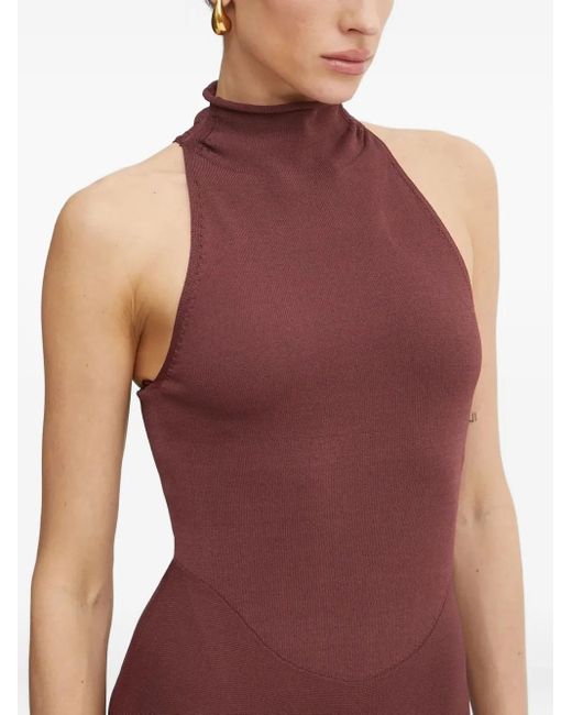 Liviana Conti Purple High-Neck Sleeveless Maxi Dress