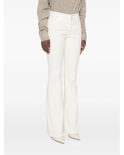 Jacob Cohen White Logo-Patch Flared Jeans