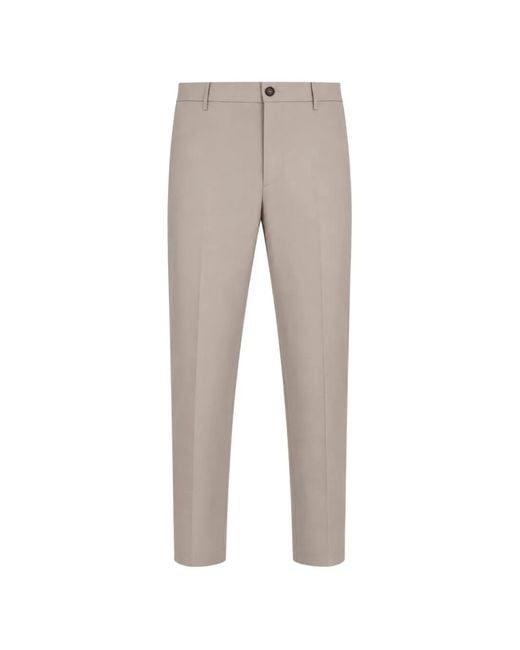 Peserico Gray Pressed-Crease Belt-Loop Trousers for men