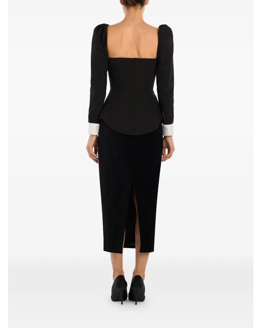 POST MERIDIEM Black Velvet Long-Sleeve Top