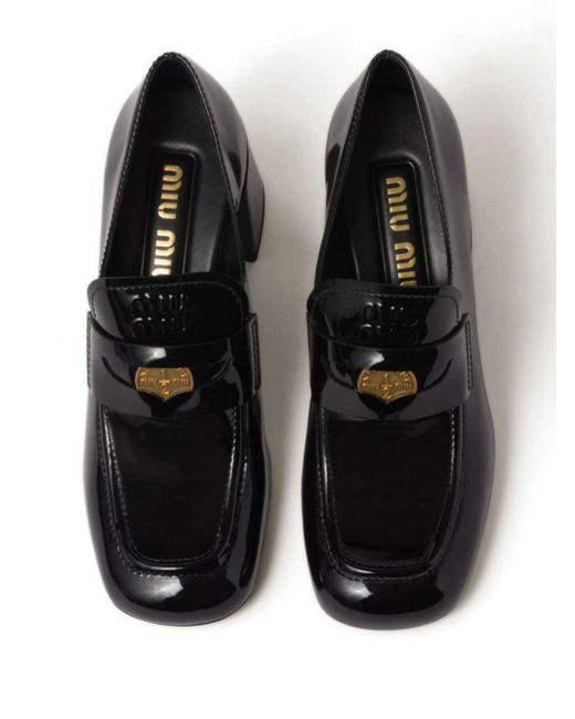 Miu Miu Black 65mm Leather Penny Loafers