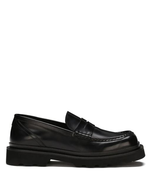 Dolce & Gabbana Black Penny-Slot Leather Loafers for men