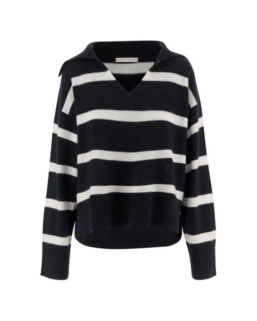 Pull Rayé À Col V Allude en coloris Black