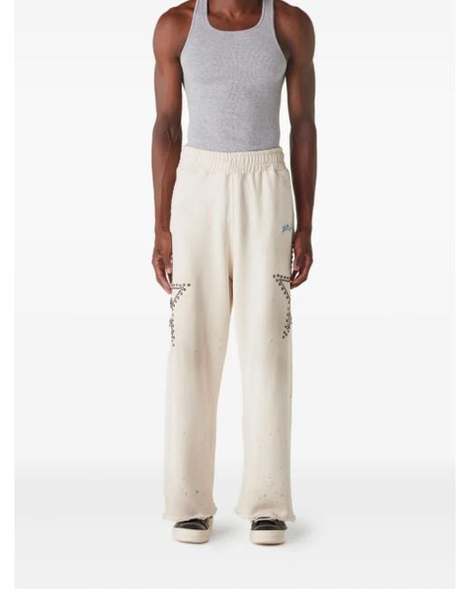 Satoshi Nakamoto White Star-Studded Track Pants for men