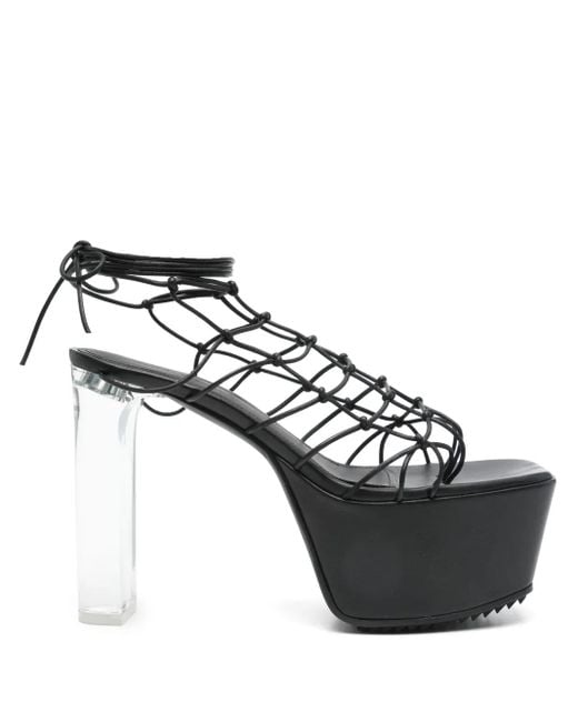 Rick Owens Black Web Sandalen Mit Plateau 130Mm