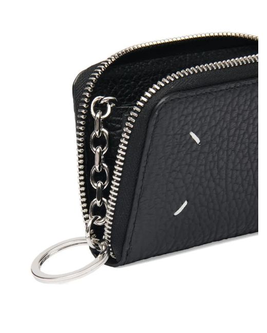 Maison Margiela Black Four Stitches Grained-Leather Cardholder