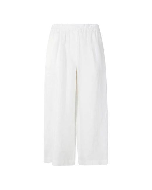 Weekend by Maxmara White Elasticated-Waistband Wide-Leg Trousers
